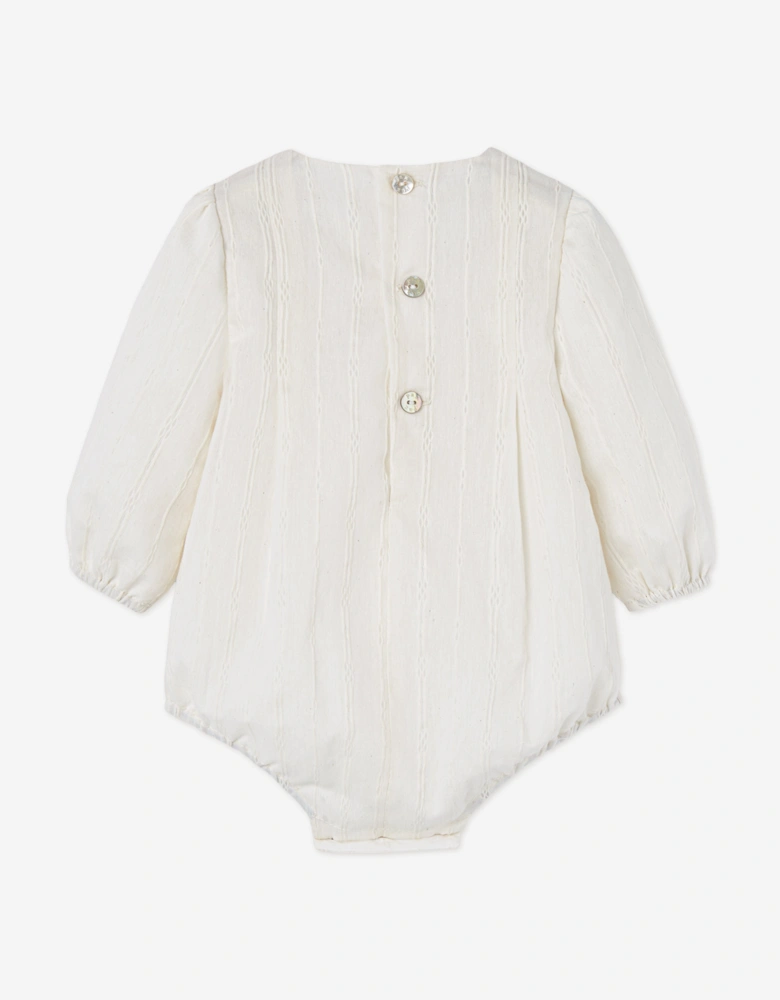 Baby Lace Trim Romper in Ivory