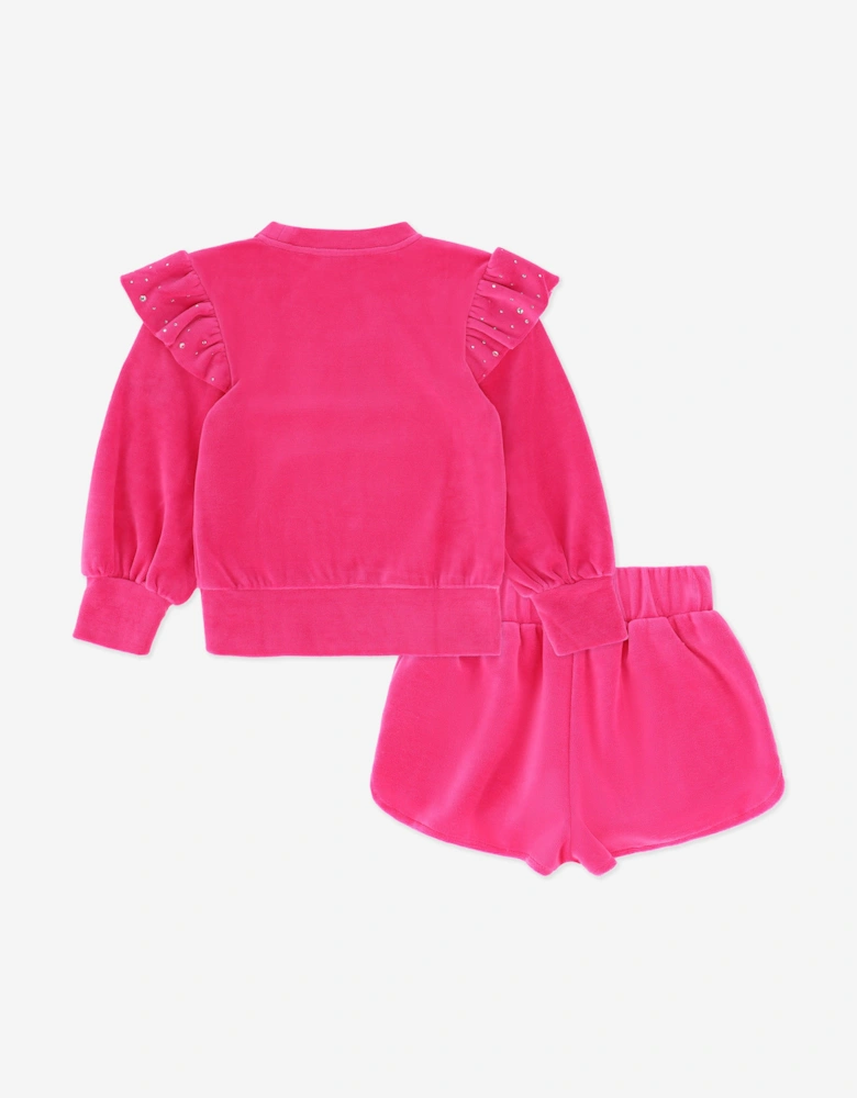 Angels Face Girls Bijou Crystal Velour Short Set in Pink