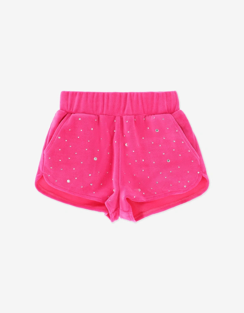 Angels Face Girls Bijou Crystal Velour Short Set in Pink