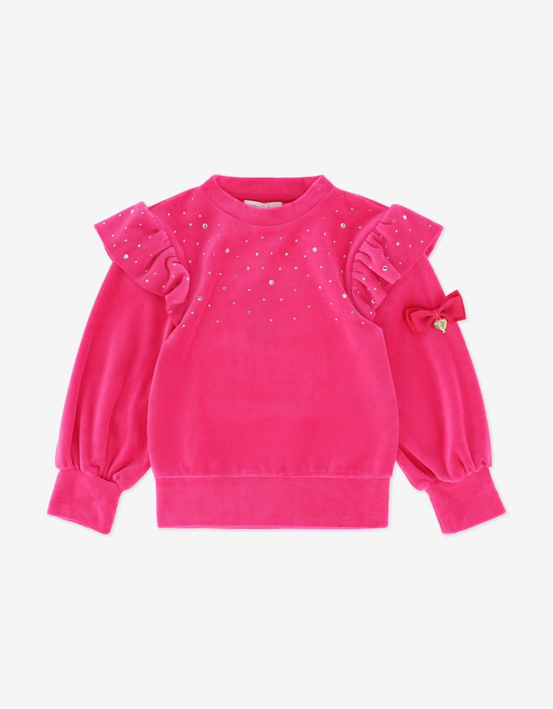 Angels Face Girls Bijou Crystal Velour Short Set in Pink