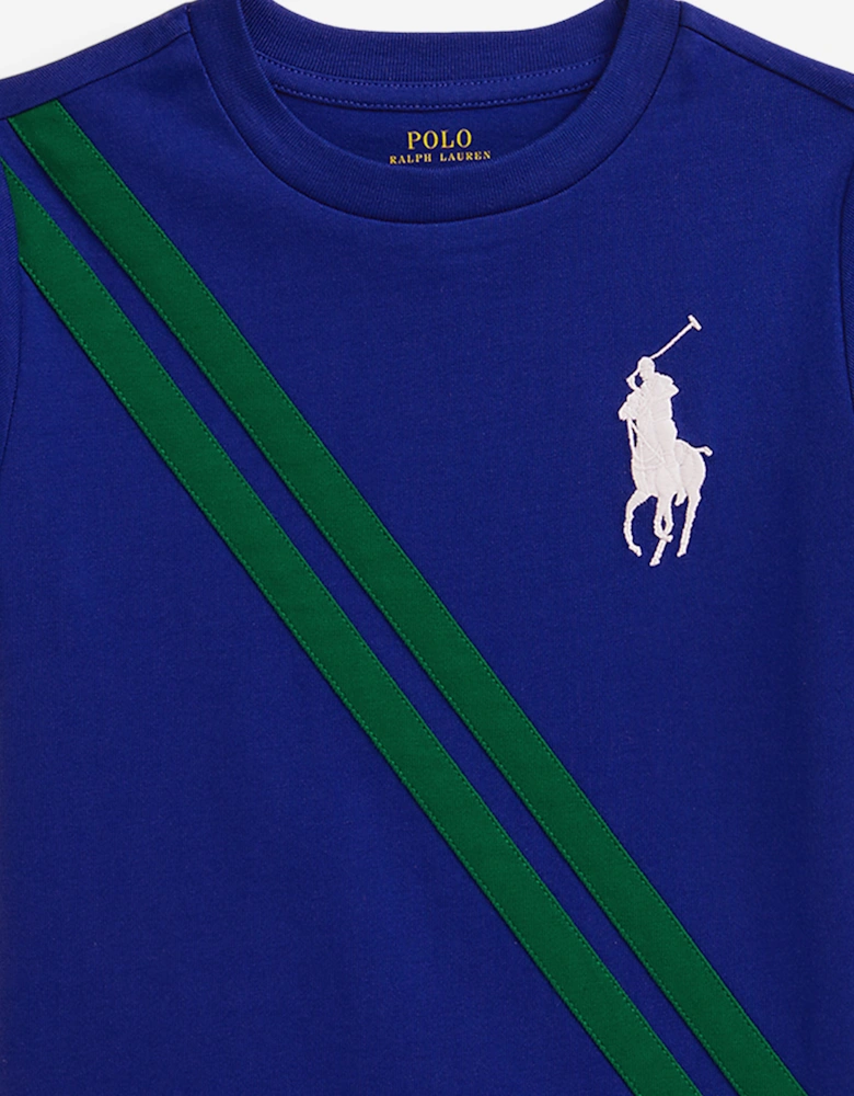 Boys Diagonal Stripe Logo T-Shirt in Blue