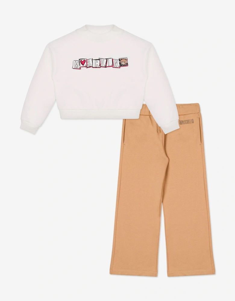 Girls Logo Tracksuit in Brown