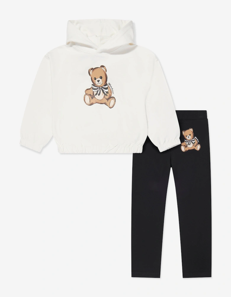 Girls Teddy Bear Legging Set in Ivory