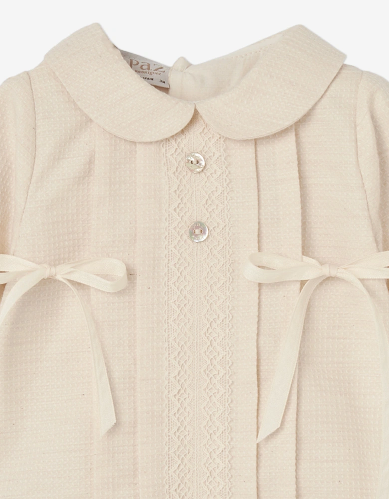 Baby Girls Cotton Romper in Beige
