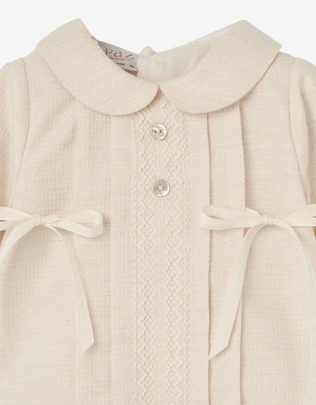 Baby Girls Cotton Romper in Beige