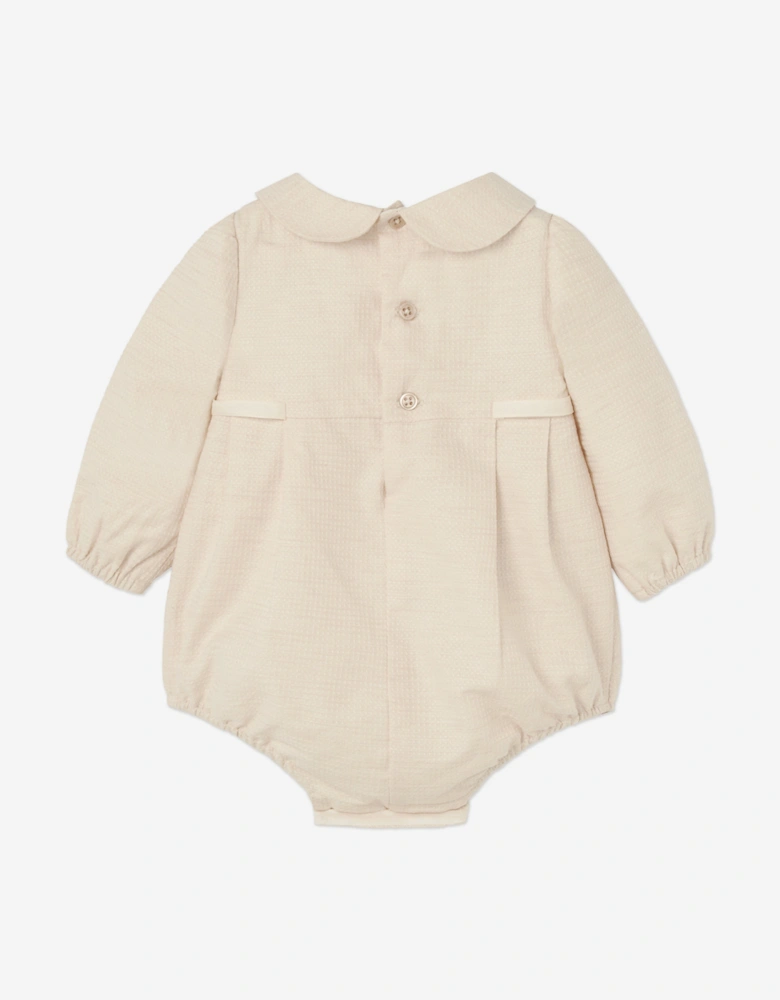 Baby Girls Cotton Romper in Beige