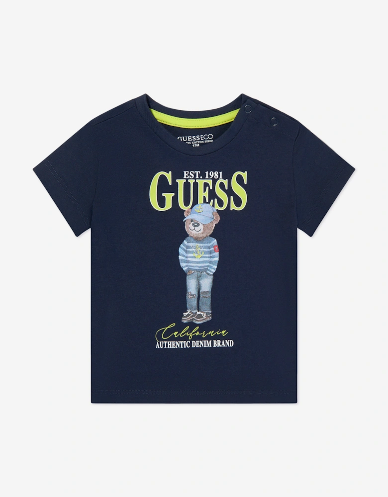 Boys Bear T-Shirt in Navy