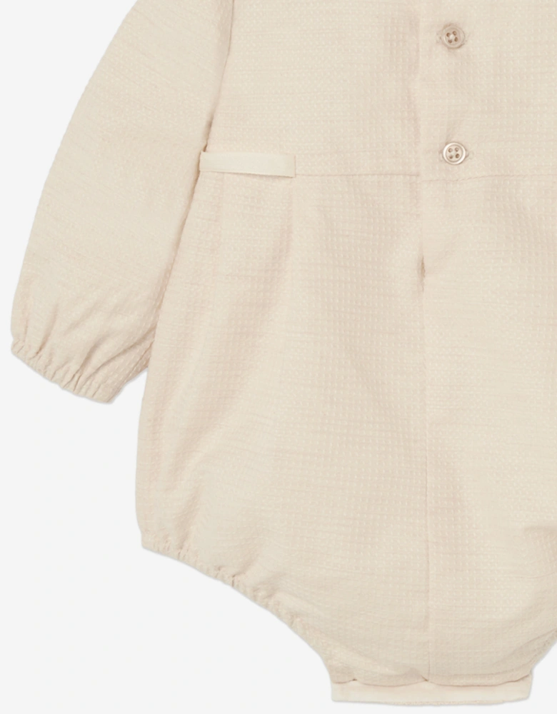 Baby Girls Cotton Romper in Beige