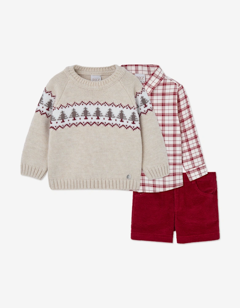 Baby Boys 3 Piece Short Set in Red