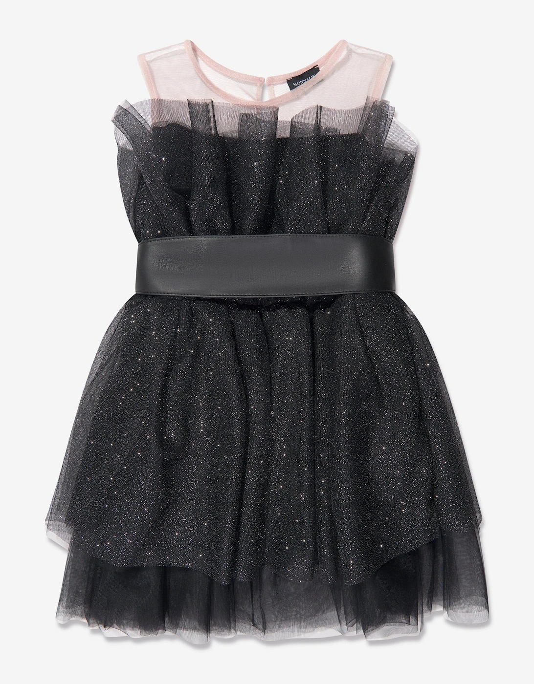 Girls Glittery Tulle Mini Dress in Black, 5 of 4