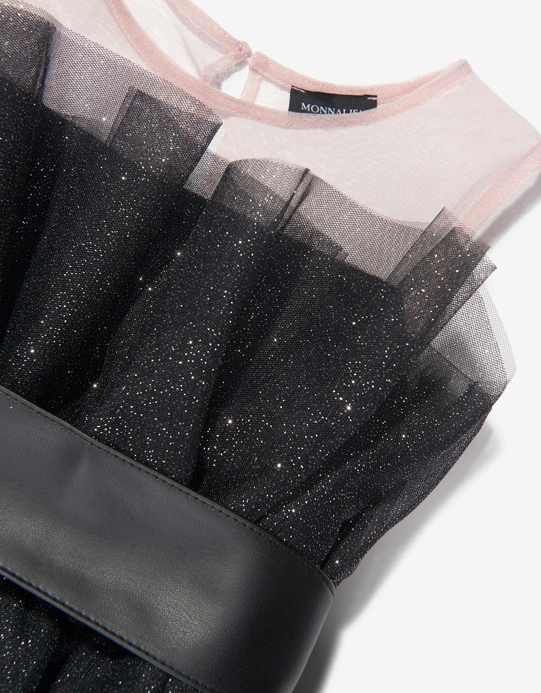 Girls Glittery Tulle Mini Dress in Black