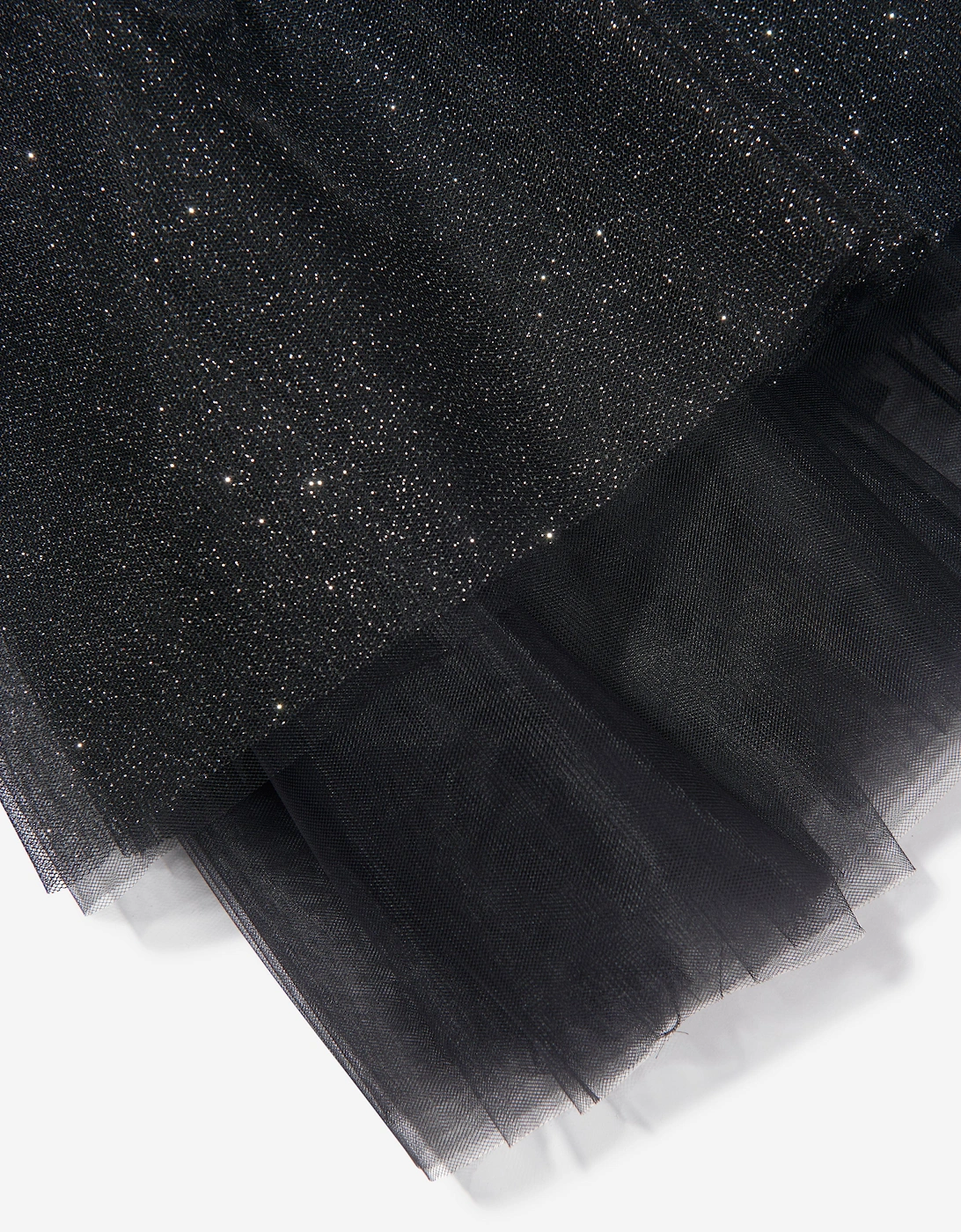 Girls Glittery Tulle Mini Dress in Black