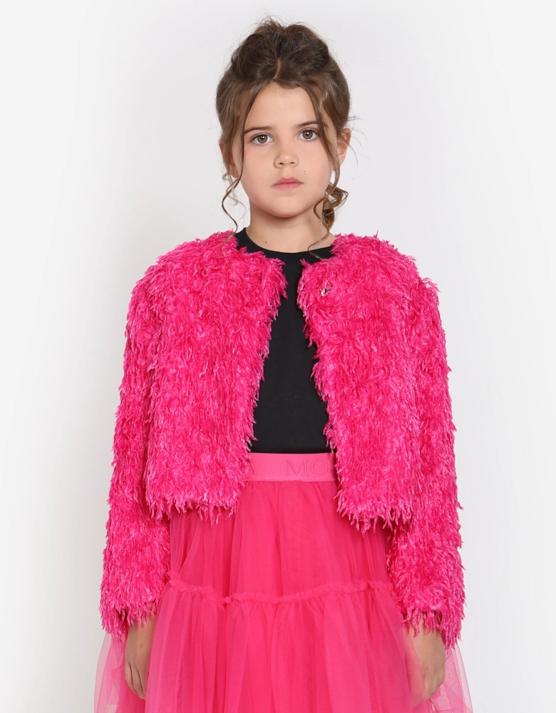 Girls Feathered Jacket in Pink