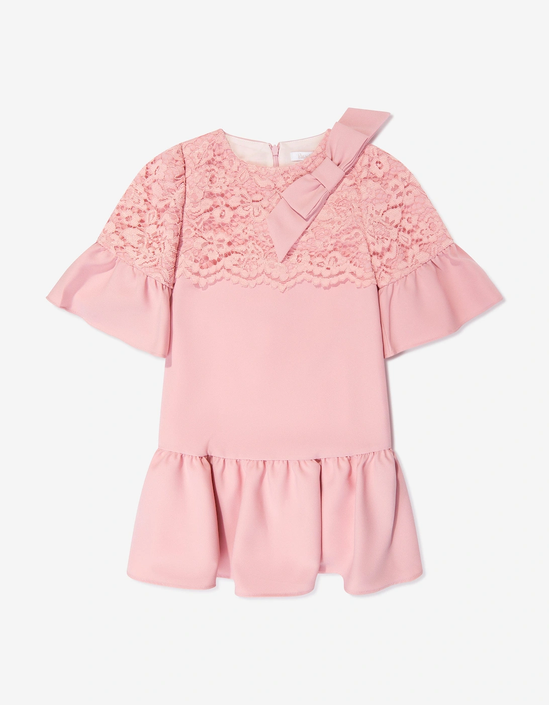 Girls Crepe and Lace Dress in Pink, 6 of 5
