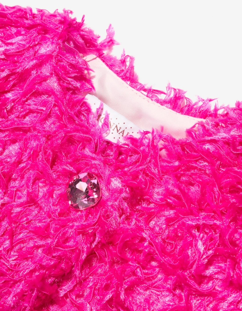 Girls Feathered Jacket in Pink