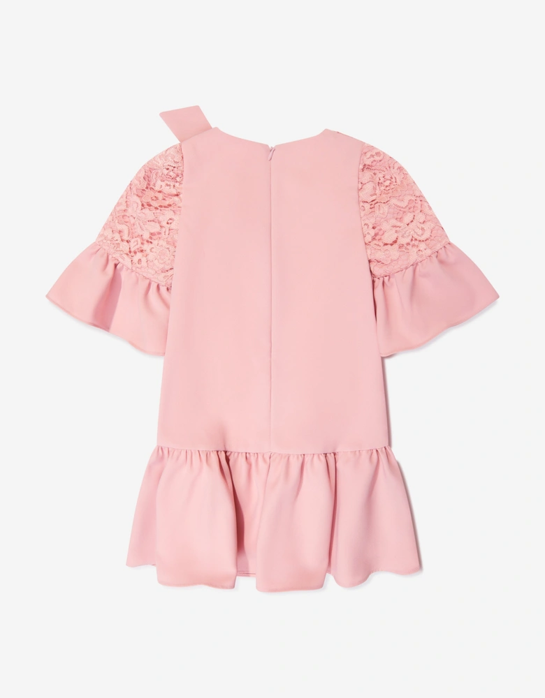 Girls Crepe and Lace Dress in Pink