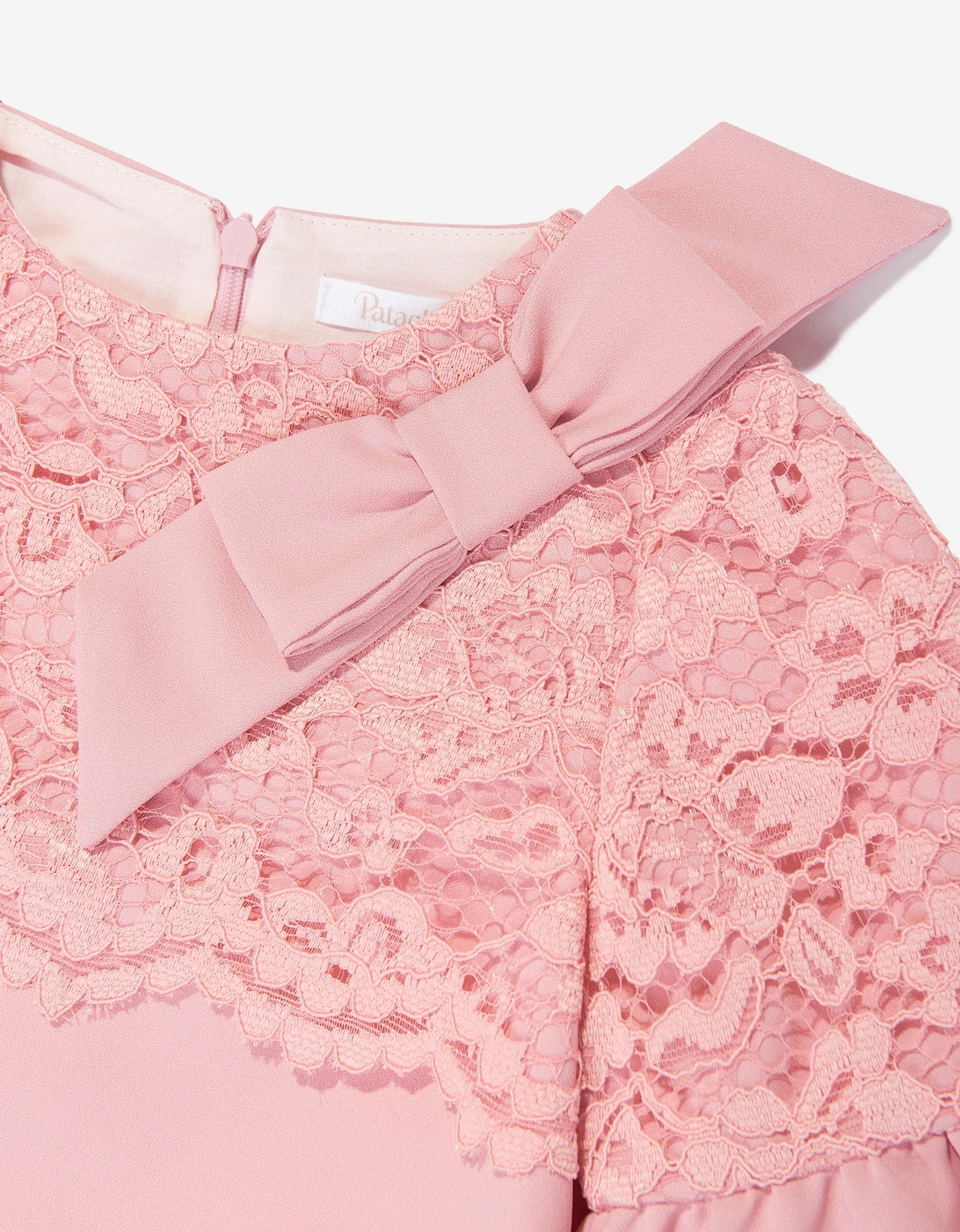 Girls Crepe and Lace Dress in Pink