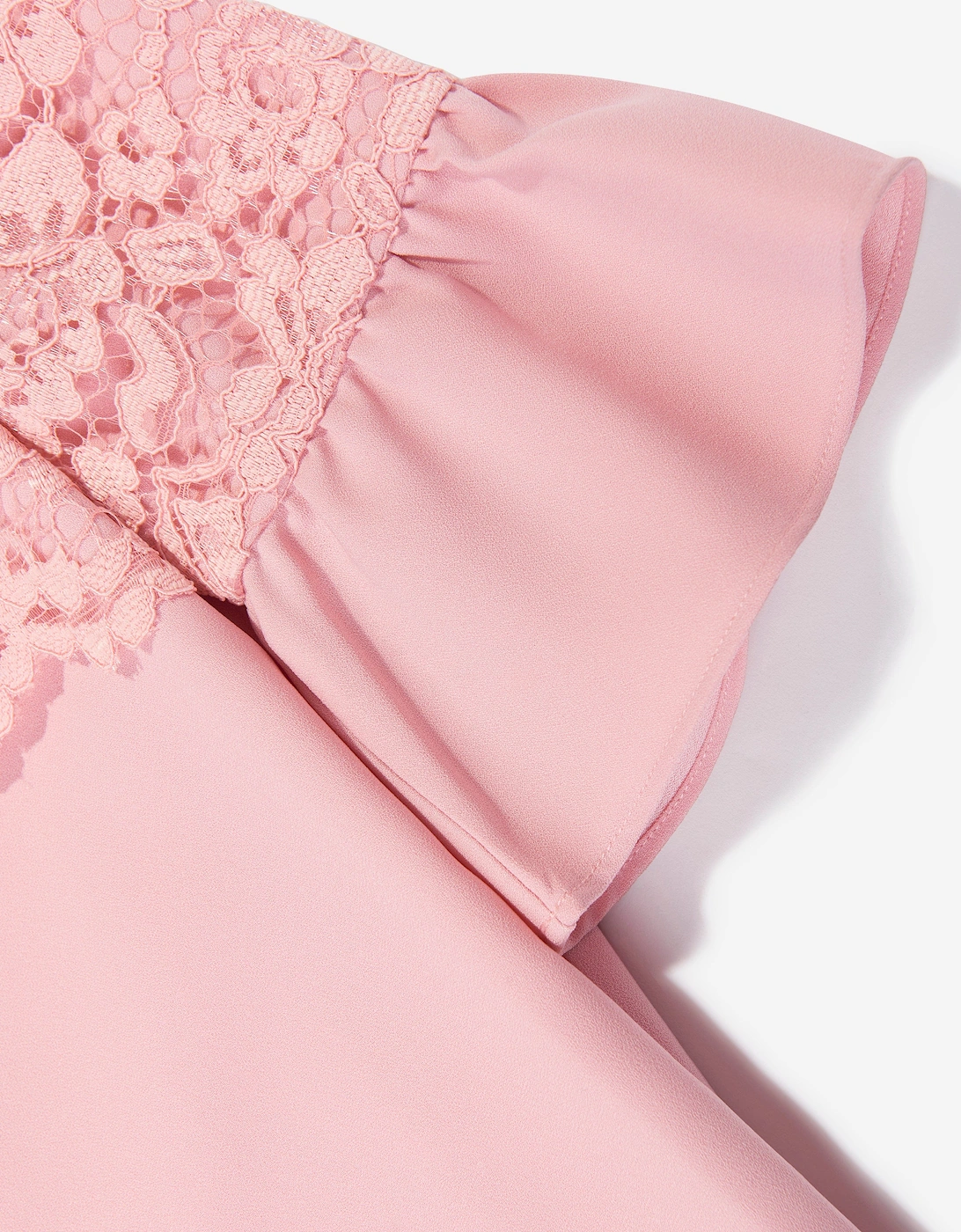 Girls Crepe and Lace Dress in Pink