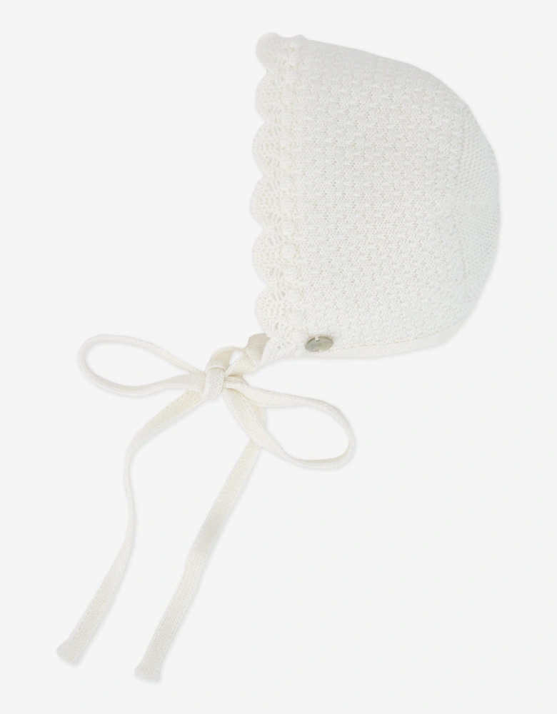Baby Knitted Bonnet in Ivory