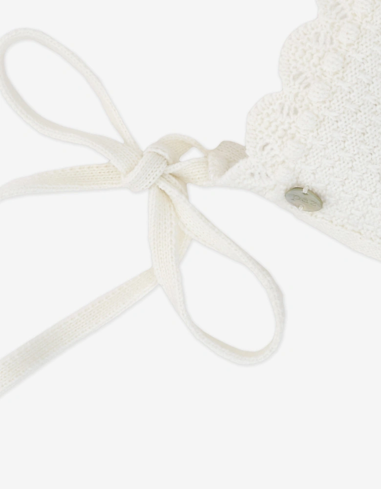 Baby Knitted Bonnet in Ivory