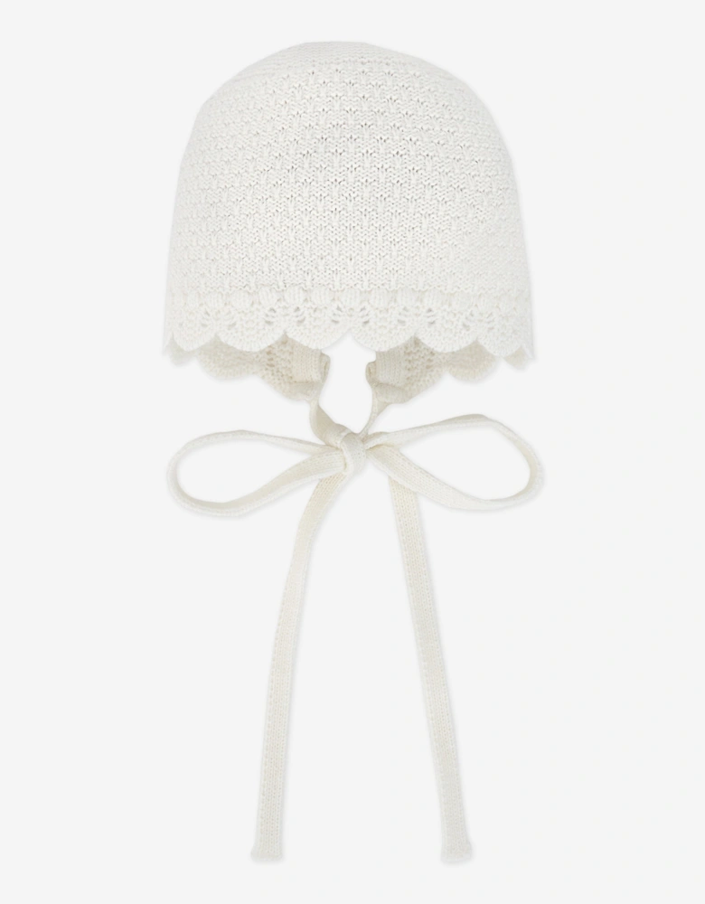 Baby Knitted Bonnet in Ivory