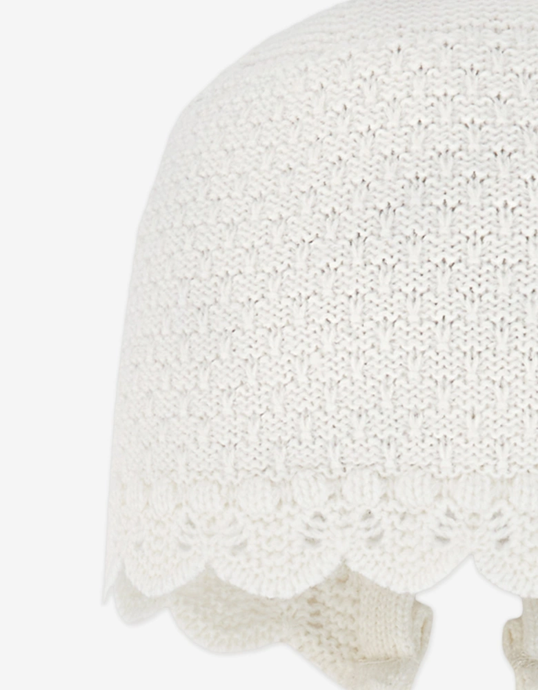 Baby Knitted Bonnet in Ivory