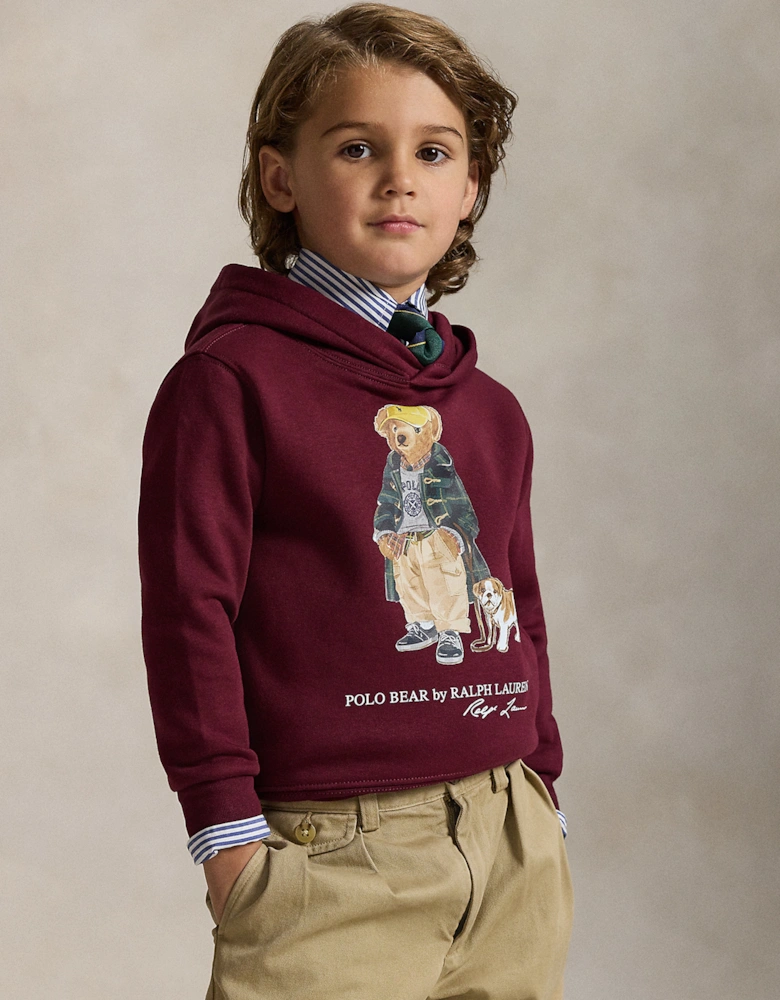 Boys Polo Bear Hoodie in Red
