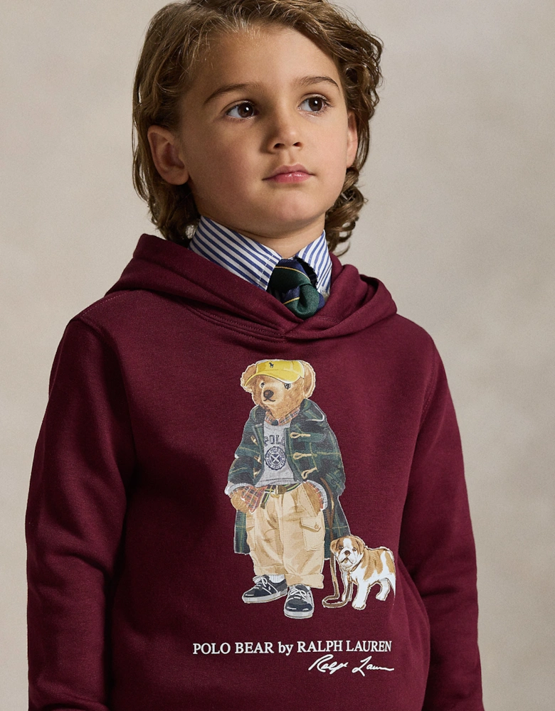 Boys Polo Bear Hoodie in Red