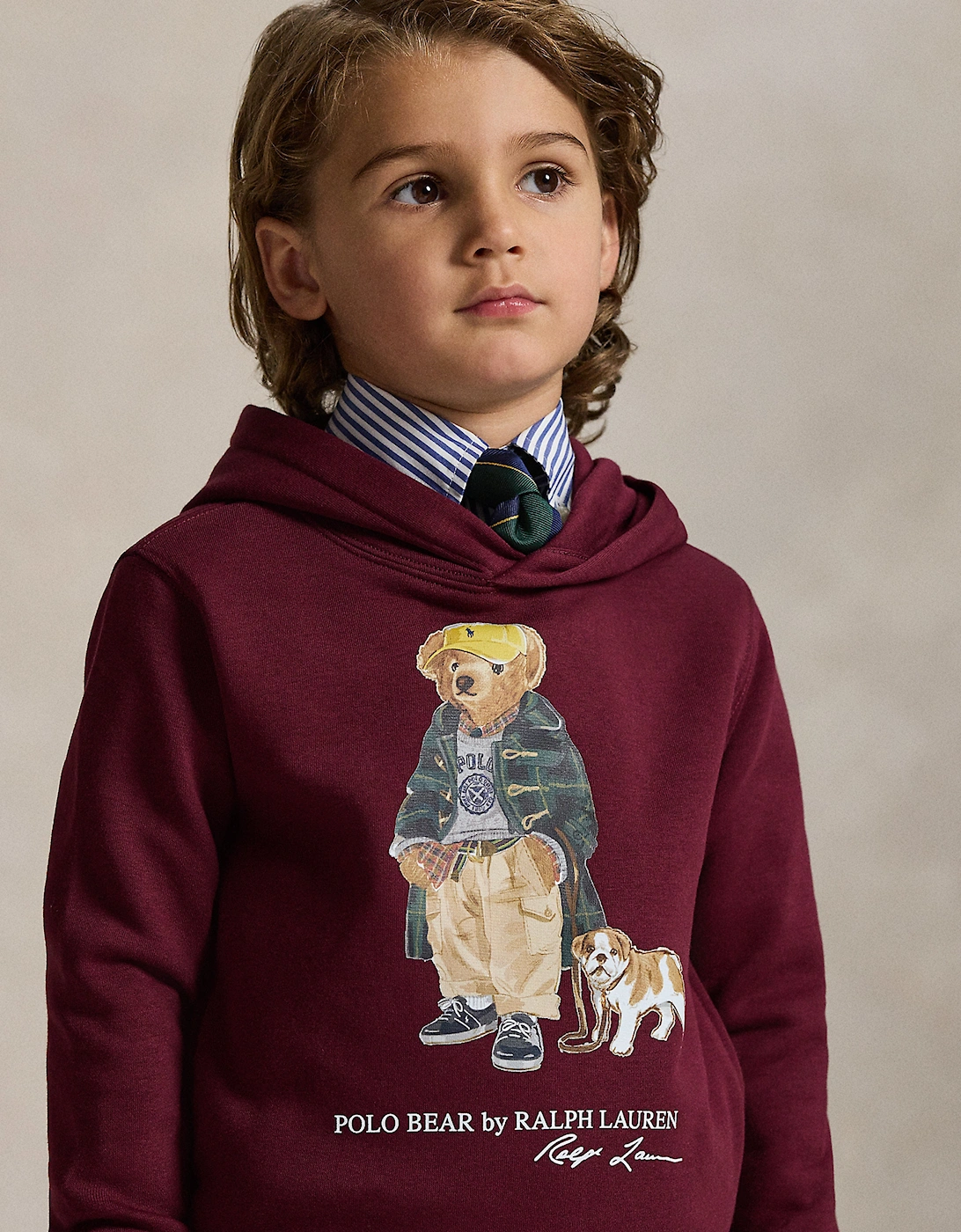 Boys Polo Bear Hoodie in Red