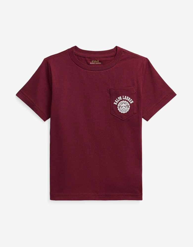 Boys Logo Pocket T-Shirt in Red