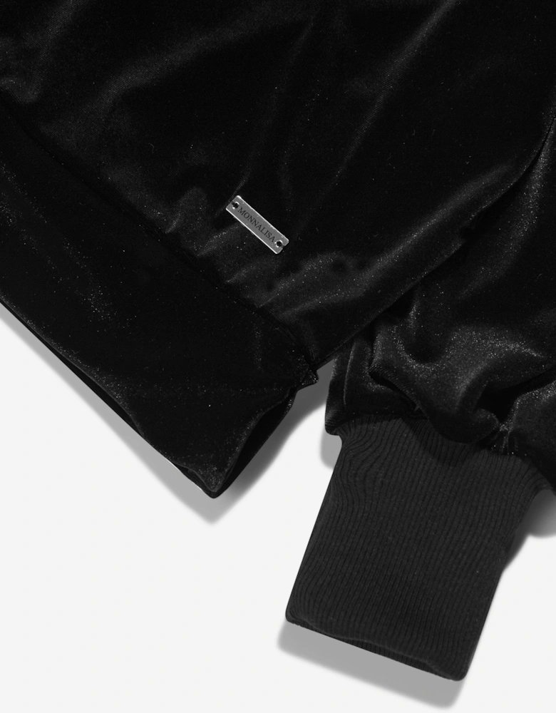 Girls Velvet Tulle Hoodie in Black