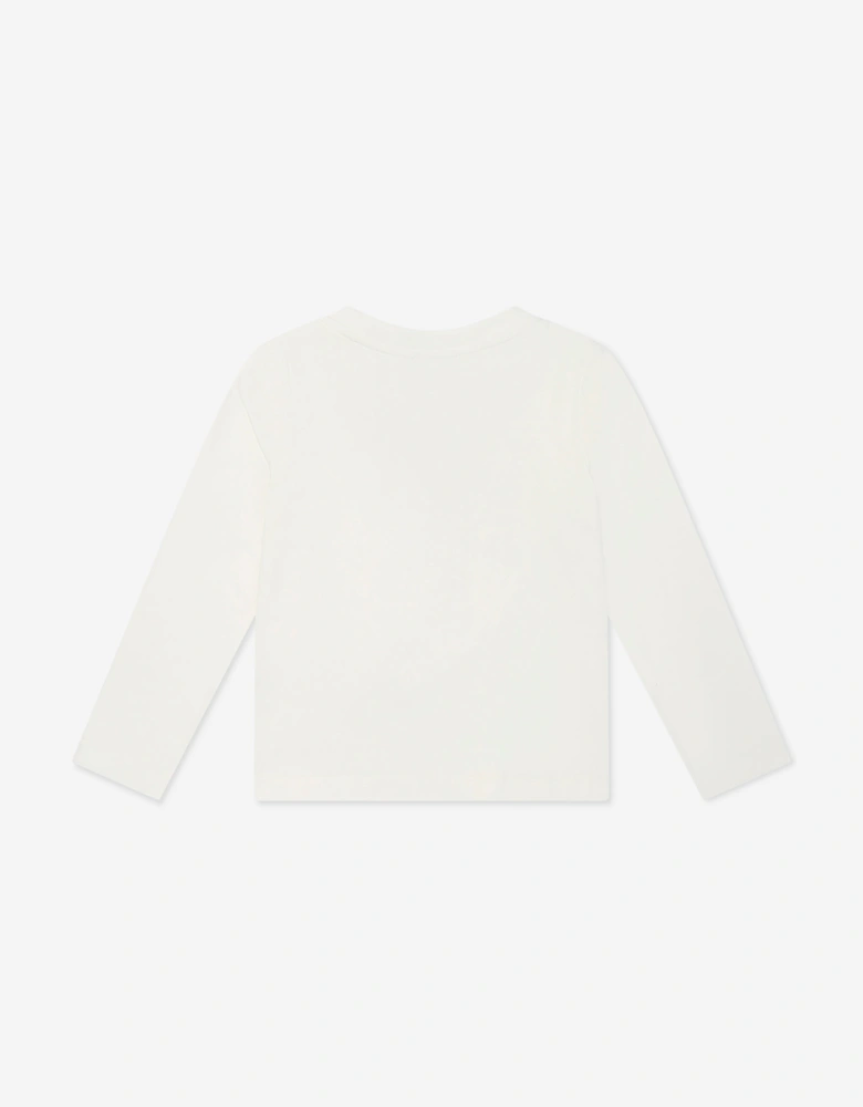 Girls Long Sleeve Bow T-Shirt in Ivory
