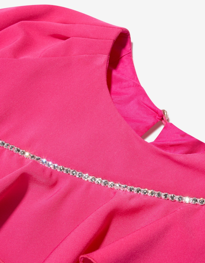 Girls Embellished Ruffle Dress in Pink