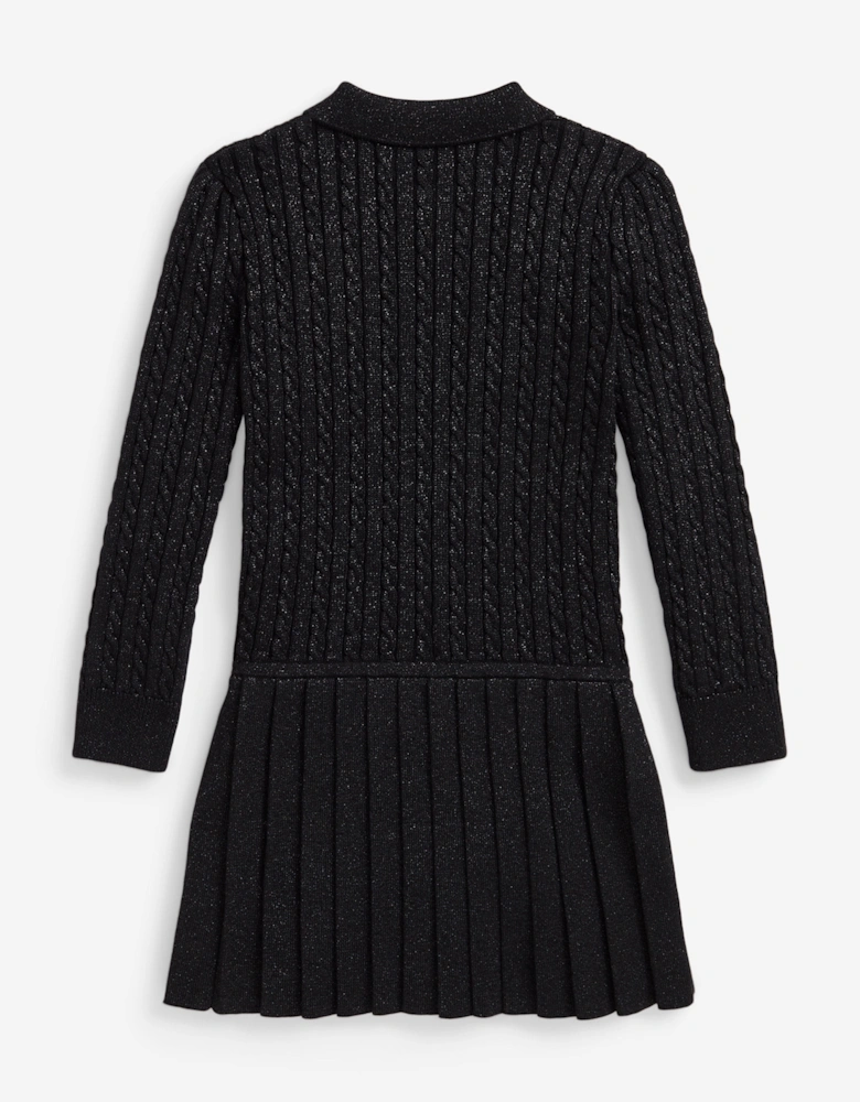 Girls Cotton Knit Dress in Black