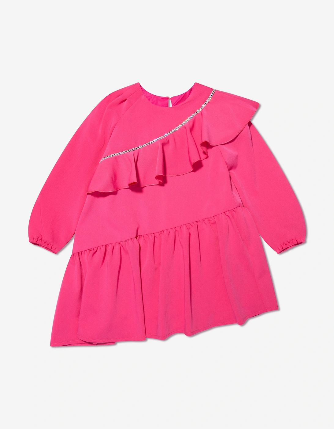 Girls Embellished Ruffle Dress in Pink, 6 of 5