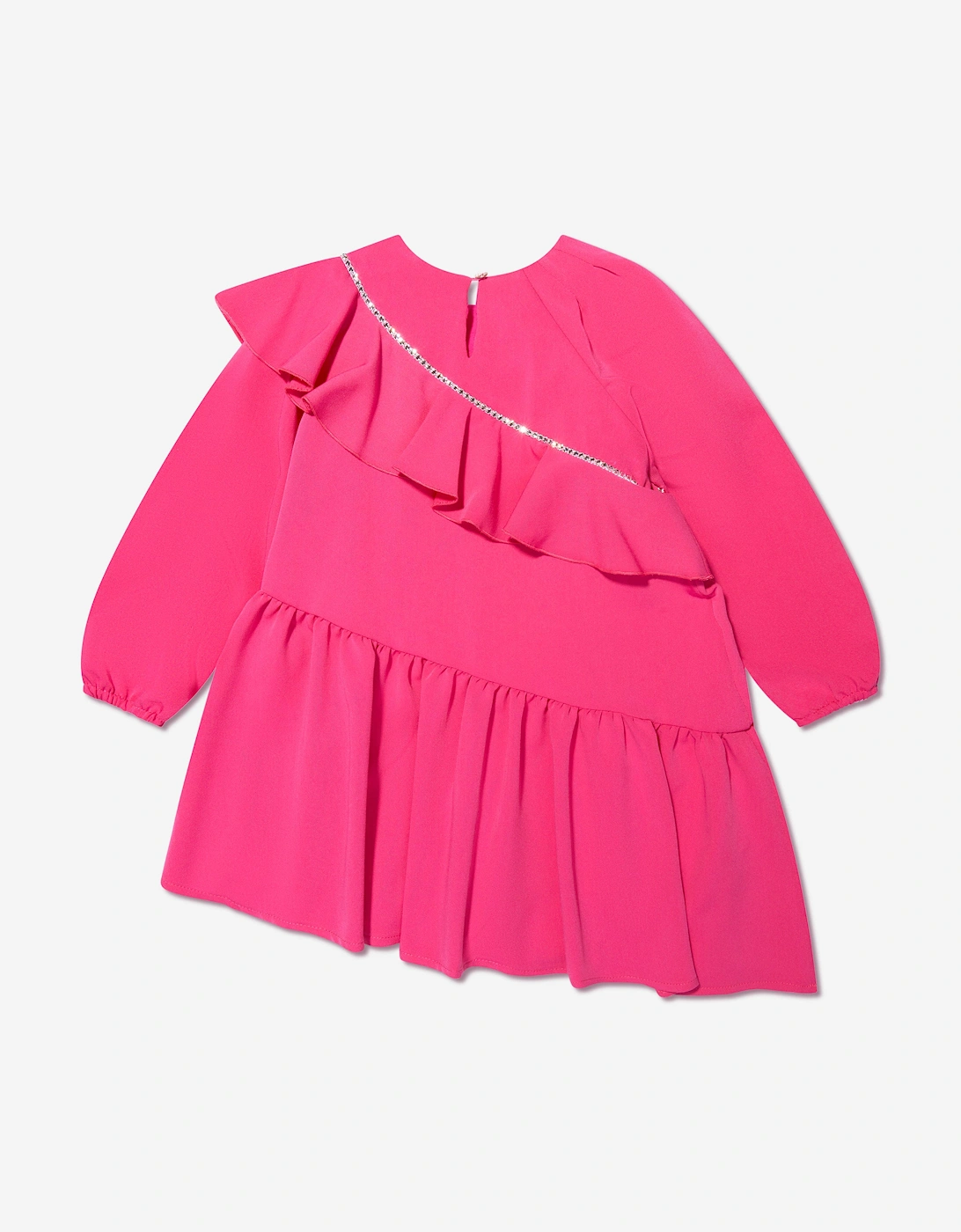 Girls Embellished Ruffle Dress in Pink