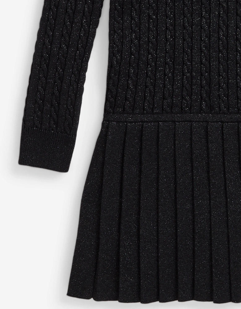 Girls Cotton Knit Dress in Black