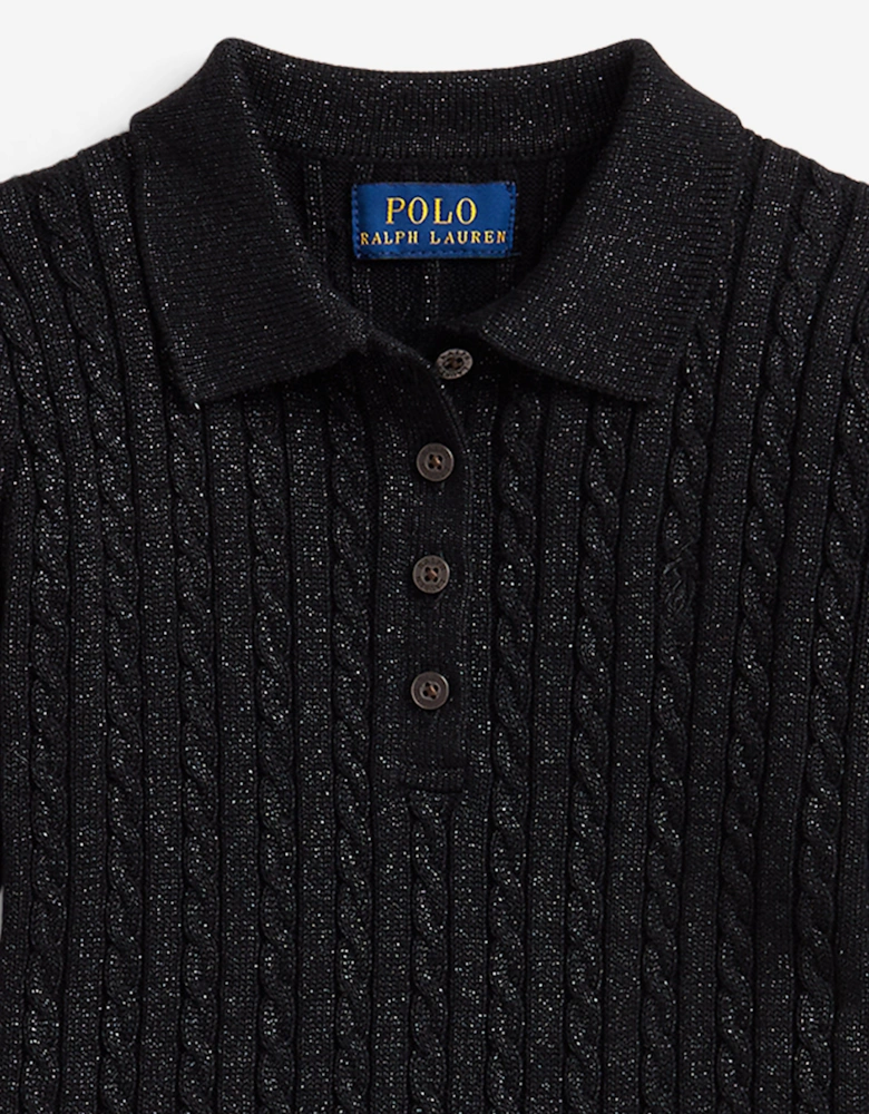 Girls Cotton Knit Dress in Black