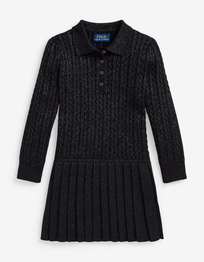 Girls Cotton Knit Dress in Black