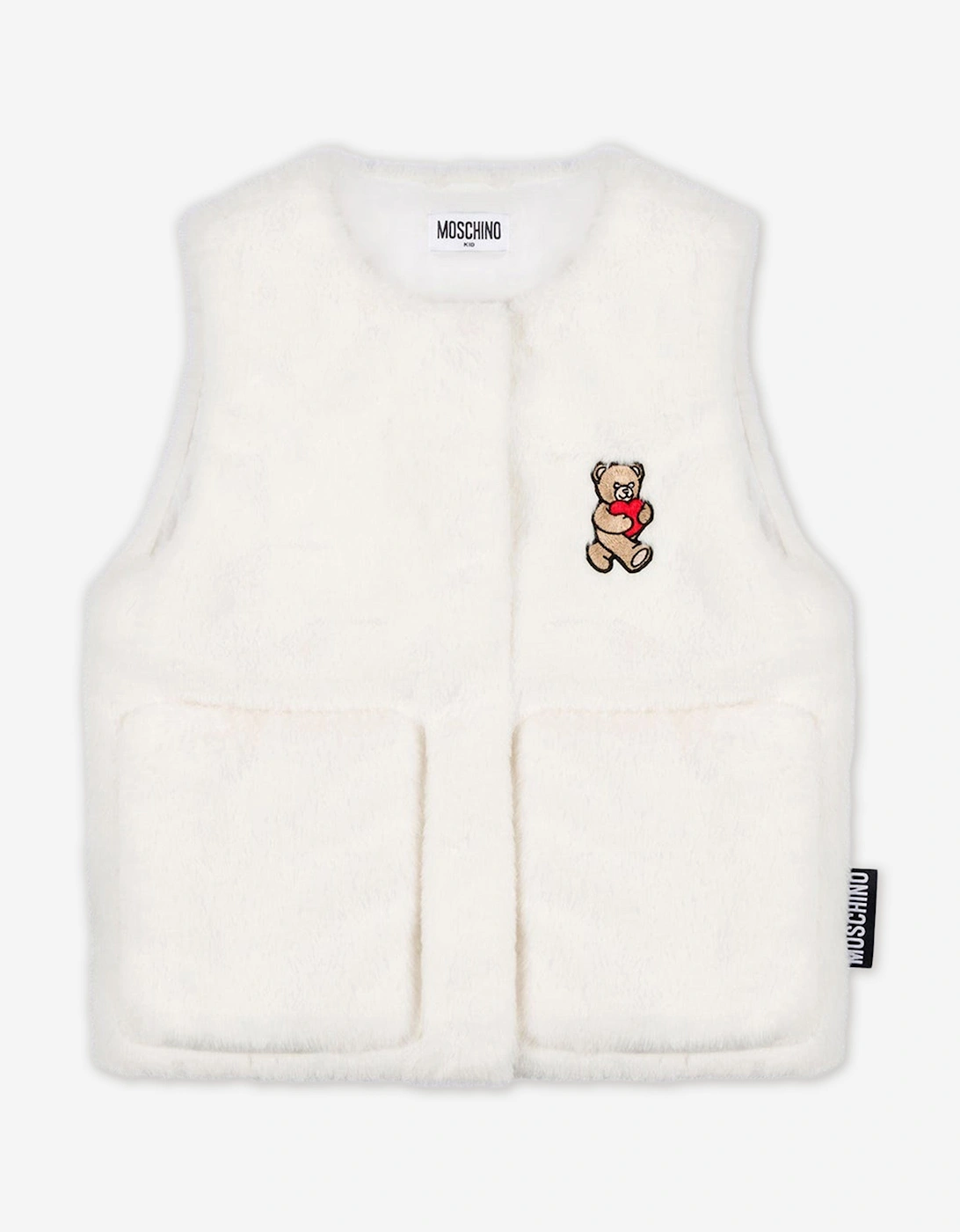 Girl's Moschino Girls Teddy Fleece Gilet in Ivory - Cream - Size: 10 years