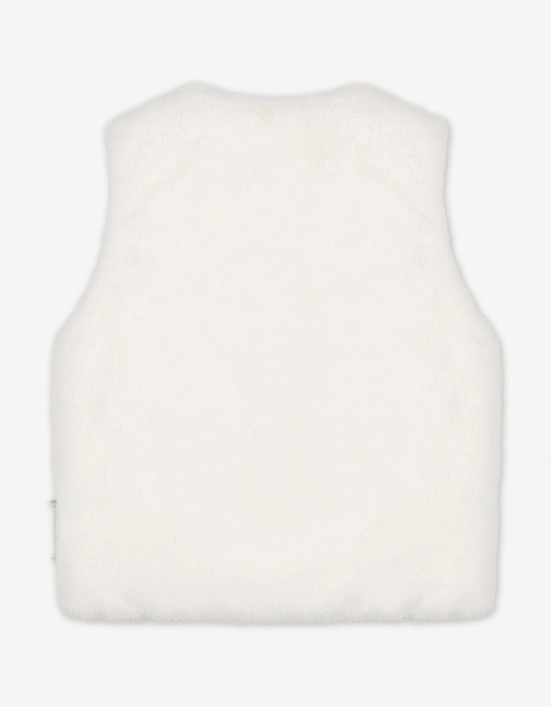 Girls Teddy Fleece Gilet in Ivory