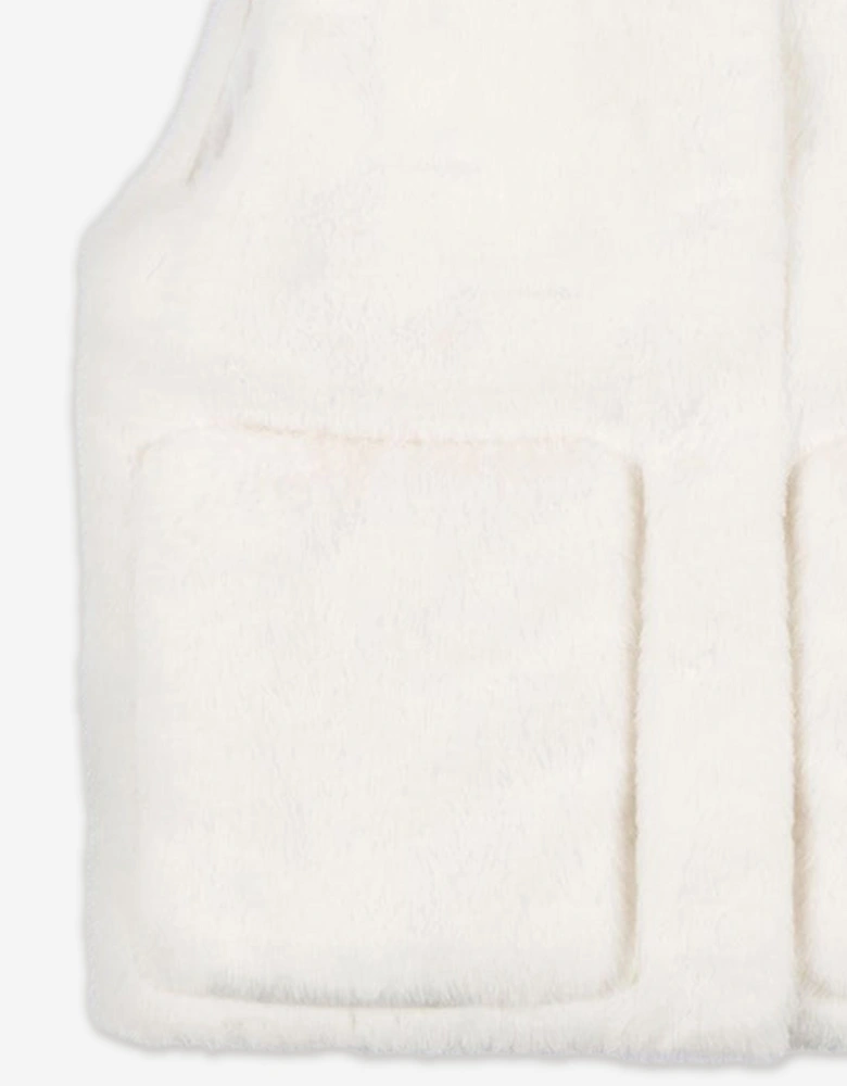 Girls Teddy Fleece Gilet in Ivory