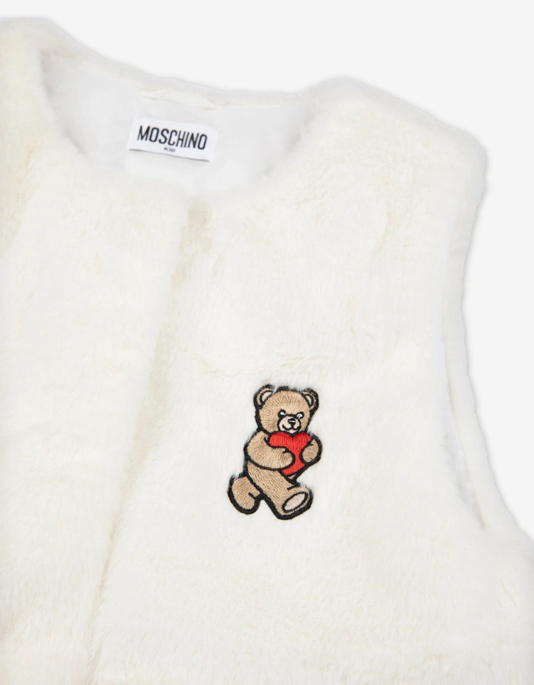 Girls Teddy Fleece Gilet in Ivory