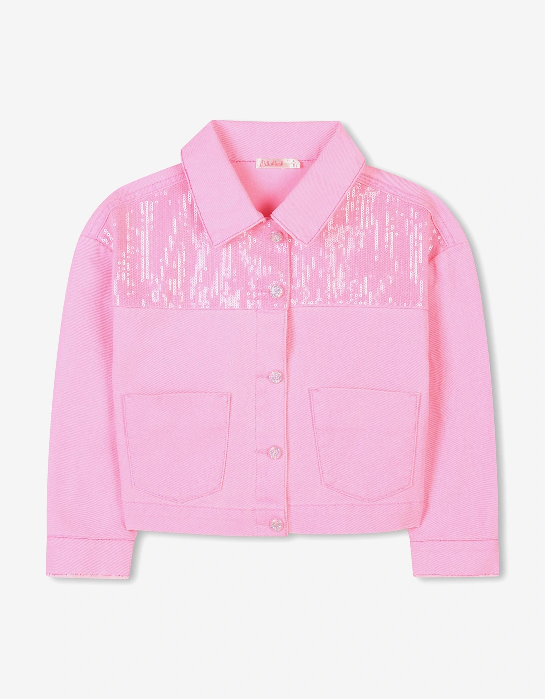 Billieblush Girls Sequin Denim Jacket in Pink, 5 of 4