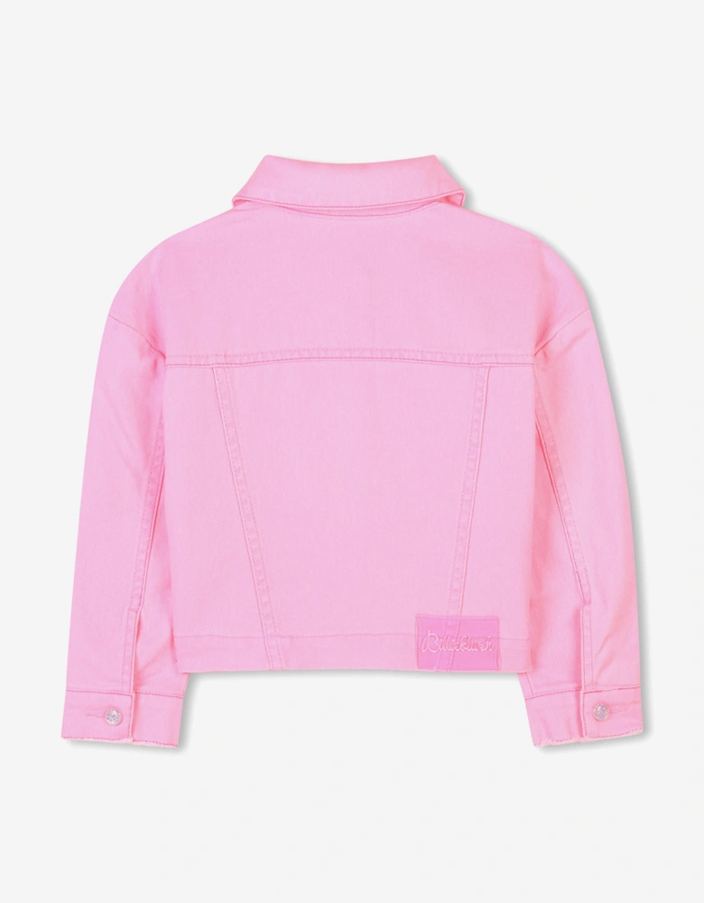 Billieblush Girls Sequin Denim Jacket in Pink