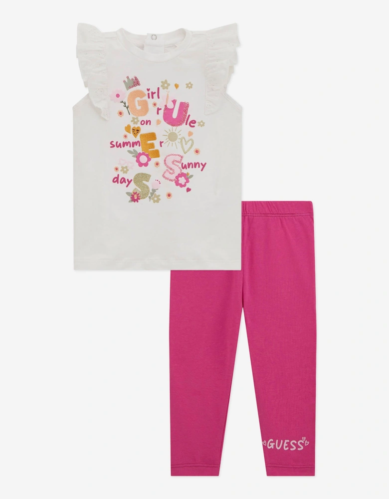 Baby Girls Legging Set in White