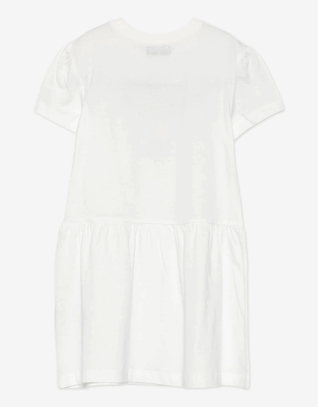 Girls Teddy Bear Logo Dress in Ivory