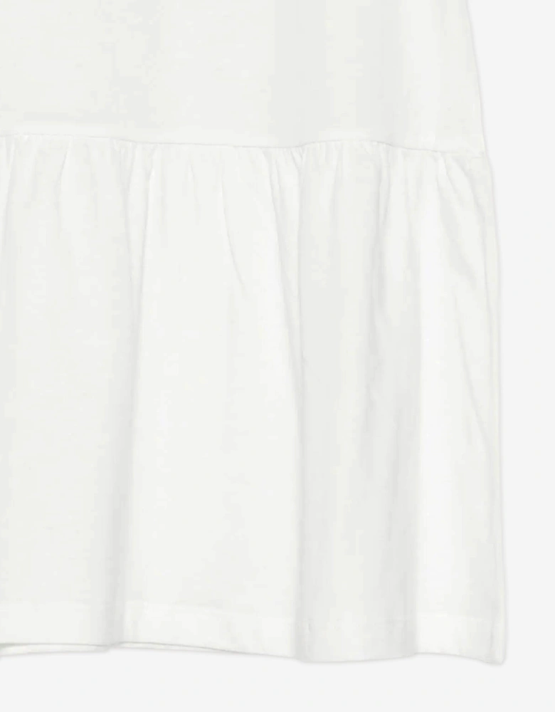 Girls Teddy Bear Logo Dress in Ivory