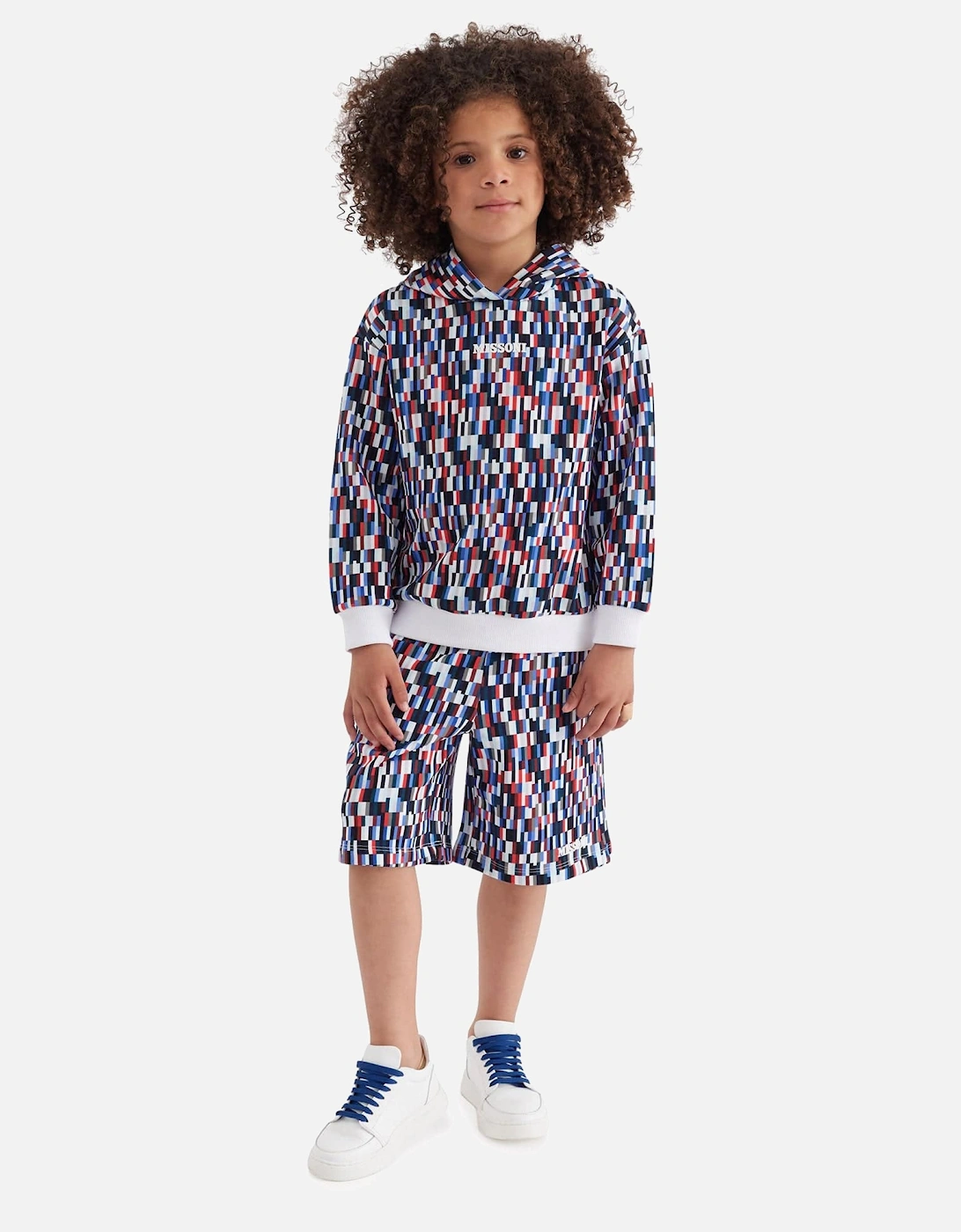 Boys Pixel Print Hoodie in Multicolour