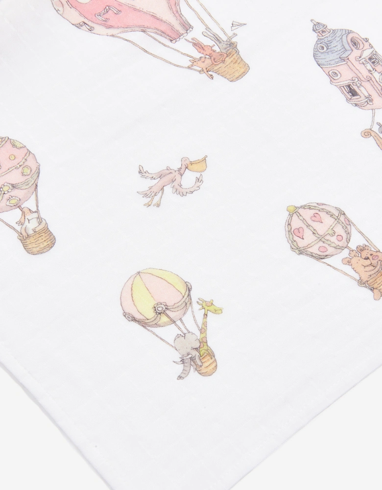 Baby Hot Air Balloons Swaddle in White (100cm)